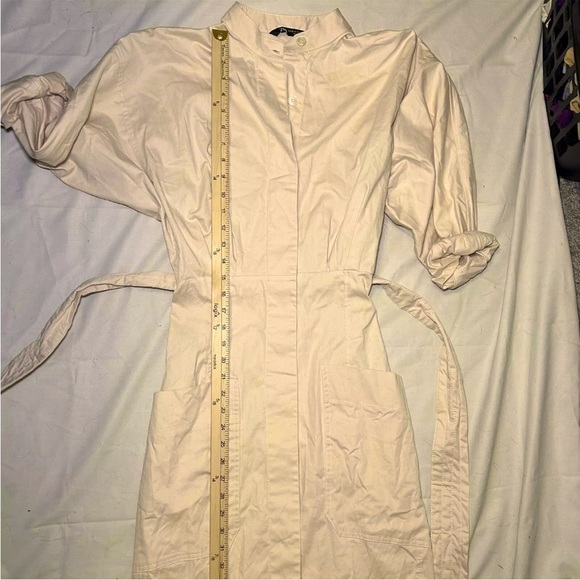 Zara Women's Tan Long Sleeve Belted Shirt Dress Size S - Picture 5 of 6